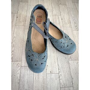 Earth Spirit Women's Mary Jane Floral Slate Blue Casual Shoes Size 9.5